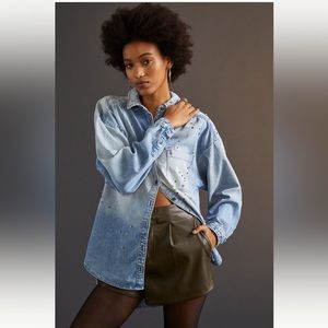 Anthropologie NWT Pilcro The Bo Boyfriend Buttondown Size XSP.